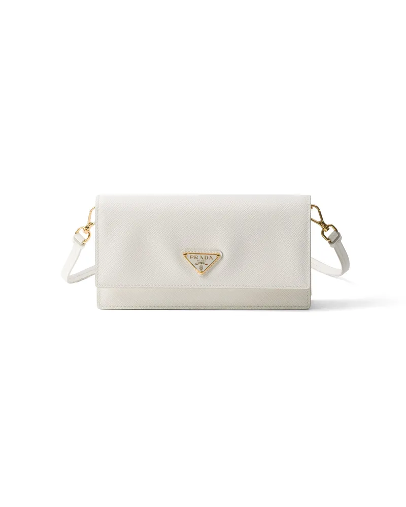 Prada Mini Bag Aus Saffiano-leder, Damen, Weiss Weiss