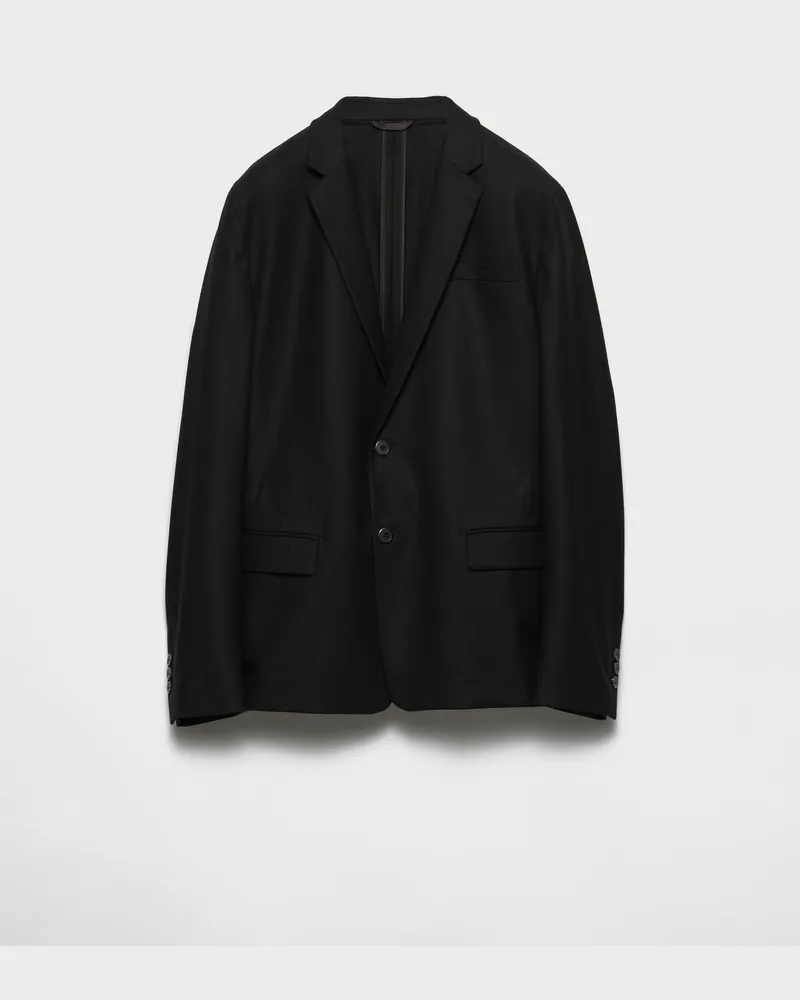 Prada Einreihige Jacke aus Wollgemisch Schwarz