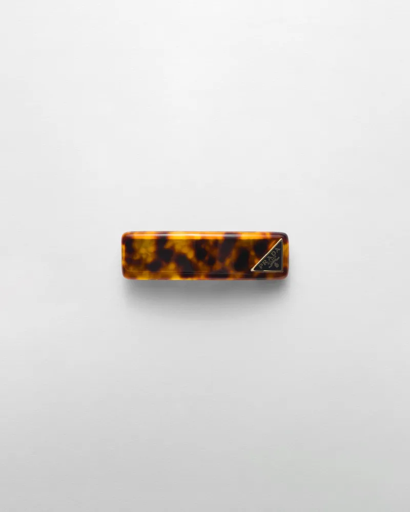 Prada Haarspange aus Plexiglas Honigfarben