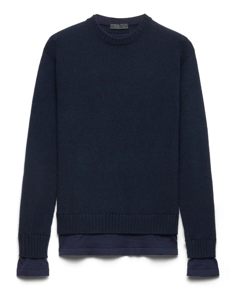 Prada Rundhalspullover Aus Kaschmir, Herren, Blau, Größe Blau