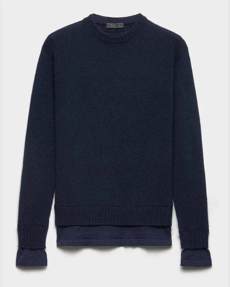 Prada Rundhalspullover aus Kaschmir Blau