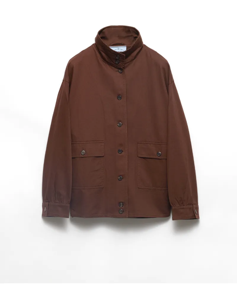 Prada Hemdjacke Aus Baumwolle Im Old-gabardine-stil, Damen, Kakaobraun, Größe Kakaobraun