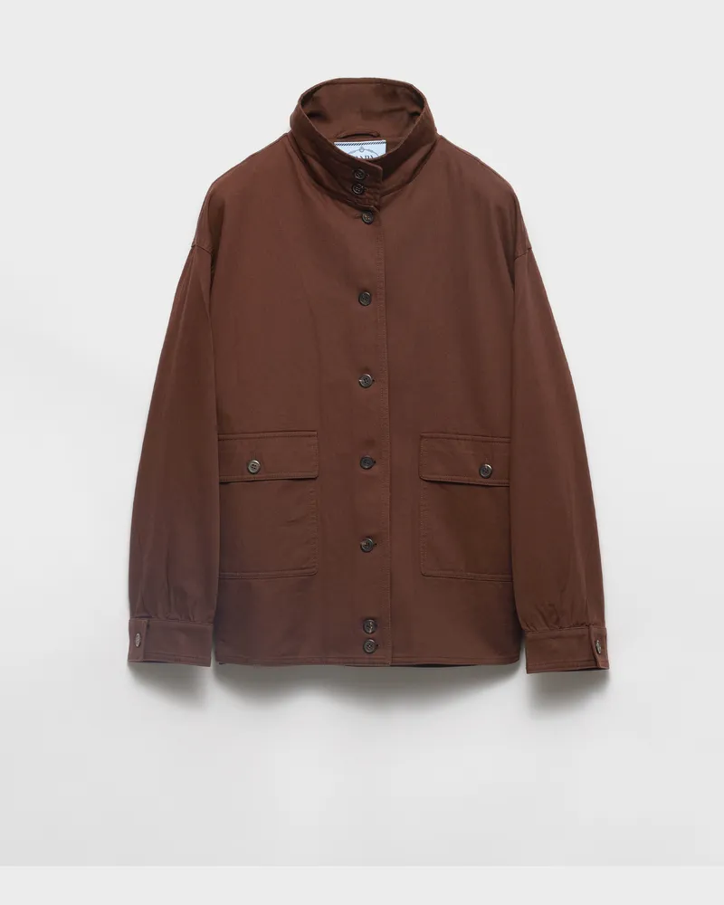 Prada Hemdjacke aus Baumwolle im Old-Gabardine-Stil Kakaobraun
