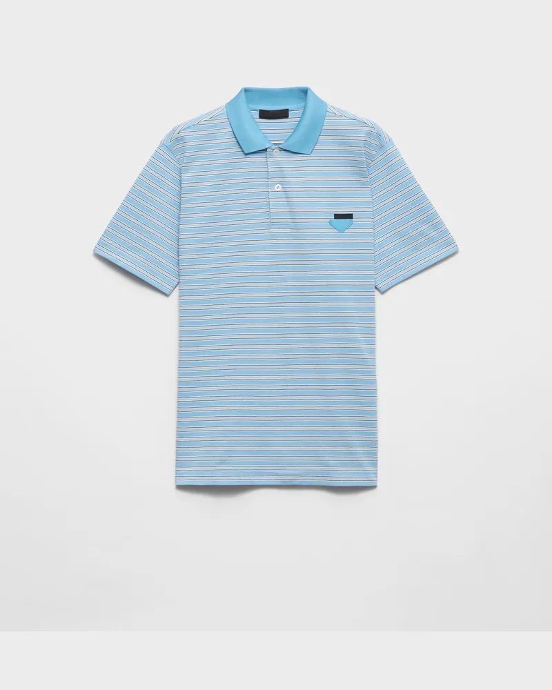 Prada Poloshirt aus gestreifter Baumwolle Hellblau