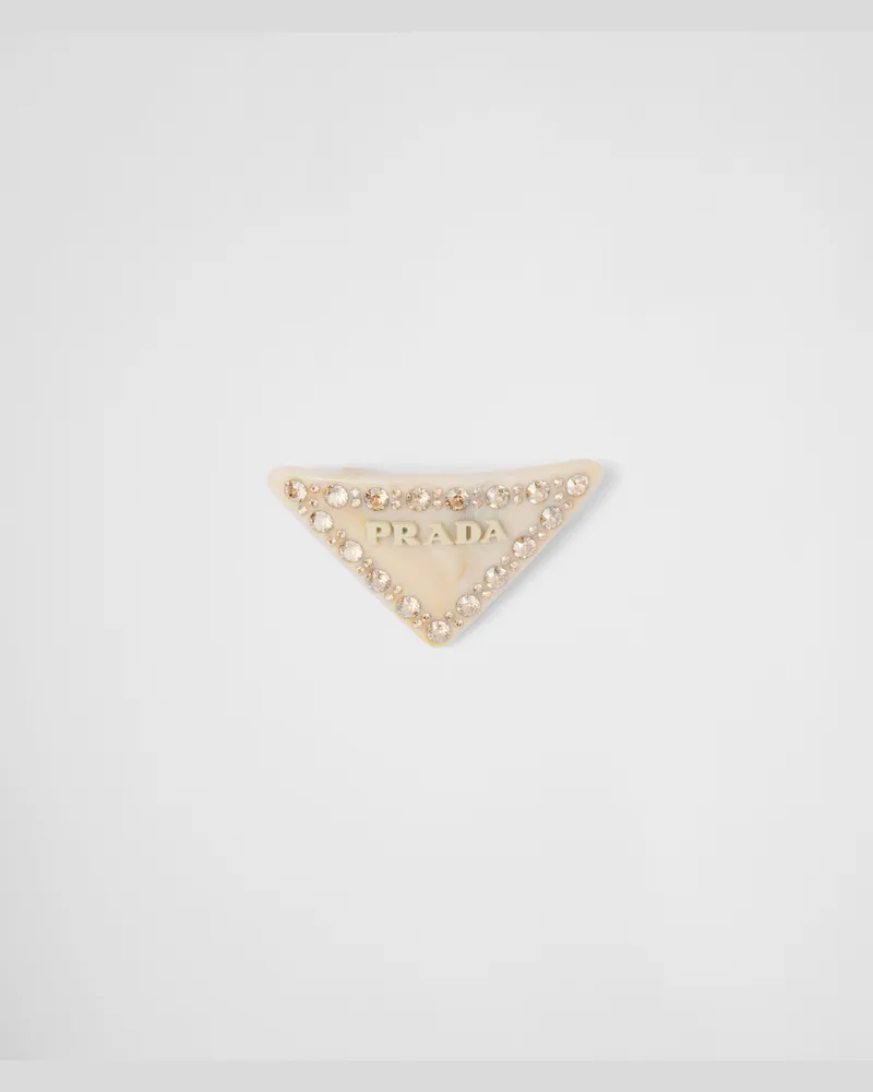 Prada Haarspange aus Plexiglas Elfenbein