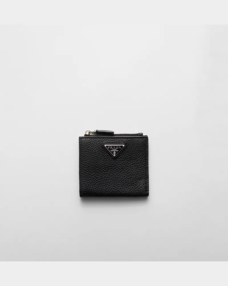 Prada Kleine Geldbörse aus Leder Schwarz