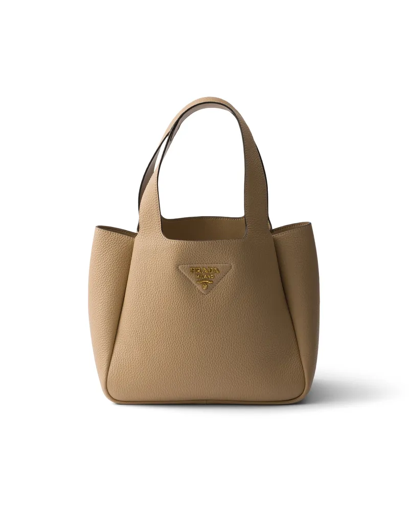 Prada Kleine Tote Bag Aus Leder, Damen, Beige Sable Beige