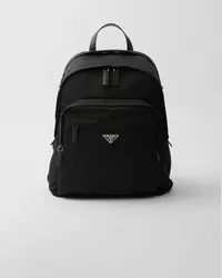 Prada Rucksack aus Re-Nylon und Saffiano-Leder Schwarz