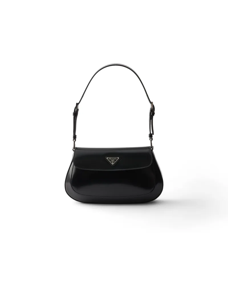Prada Cleo Schultertasche Aus Gebürstetem Leder, Damen, Schwarz Schwarz