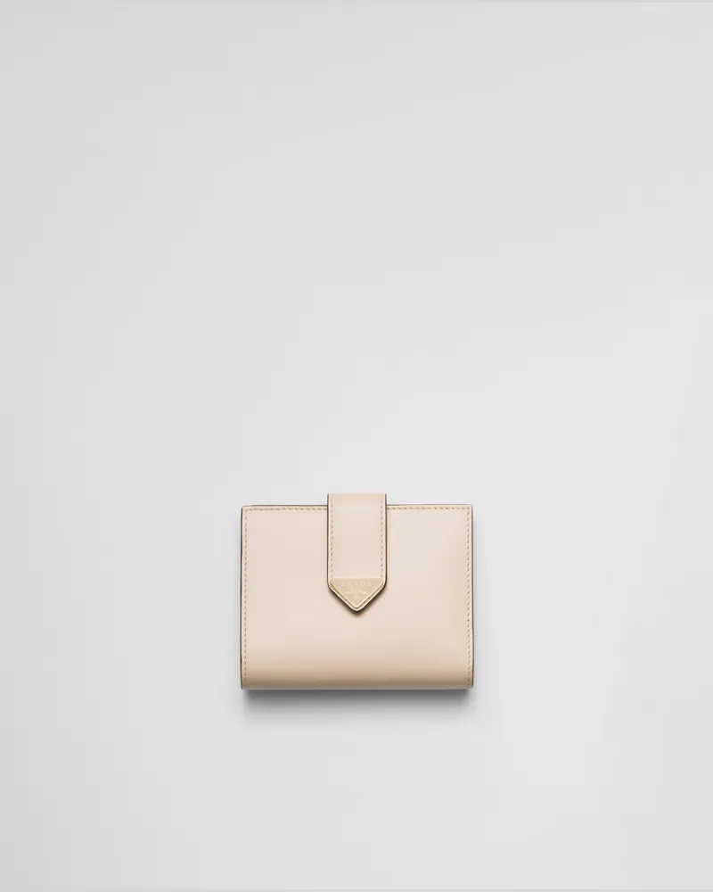 Prada Kleine Geldbörse aus Leder Travertingrau