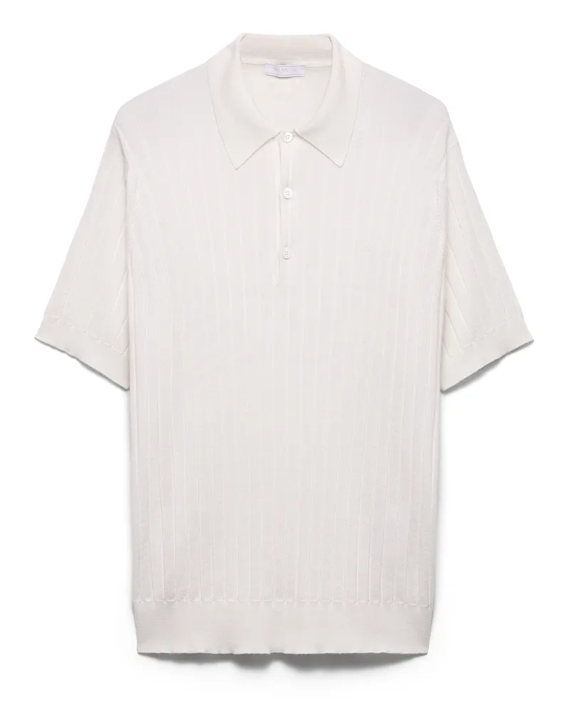 Prada Poloshirt Aus Kaschmir Und Seide, Herren, Weiss, Größe Weiss