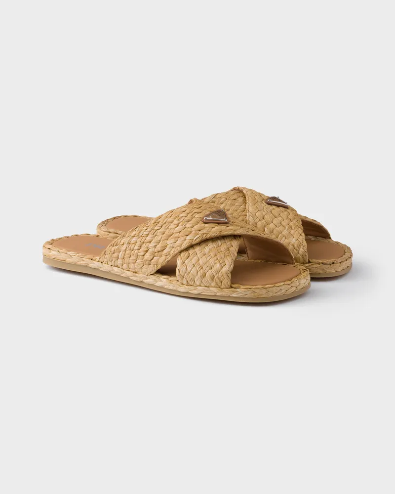 Prada Sandalen aus Raphiabast Natur