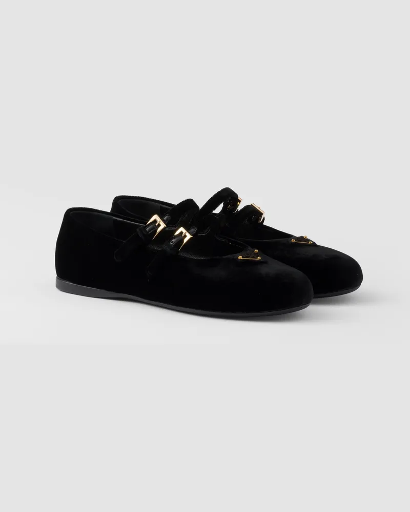 Prada Ballerinas aus Samt Schwarz