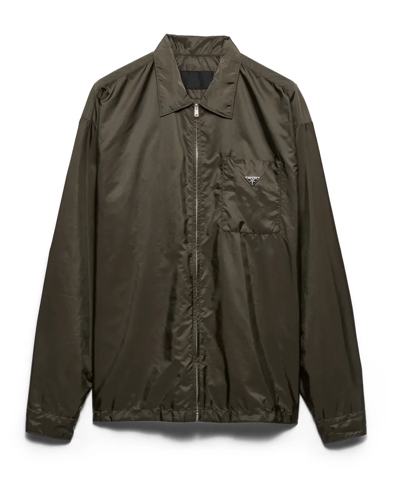 Prada Reißverschlusshemd Aus Re-nylon, Herren, Tarnung, Größe Tarnung