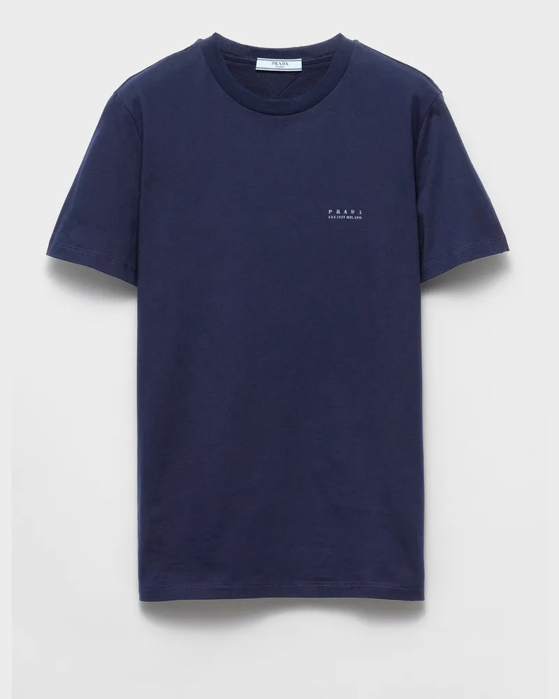 Prada T-Shirt aus Baumwoll-Jersey Marineblau