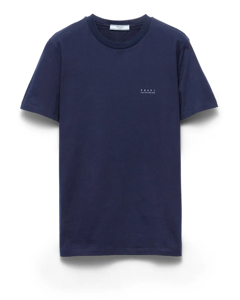 Prada T-shirt Aus Baumwoll-jersey, Damen, Marineblau, Größe Marineblau