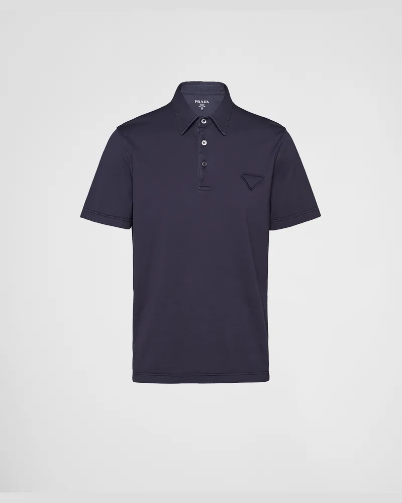 Prada Kurzärmliges Poloshirt aus Baumwolle Marineblau