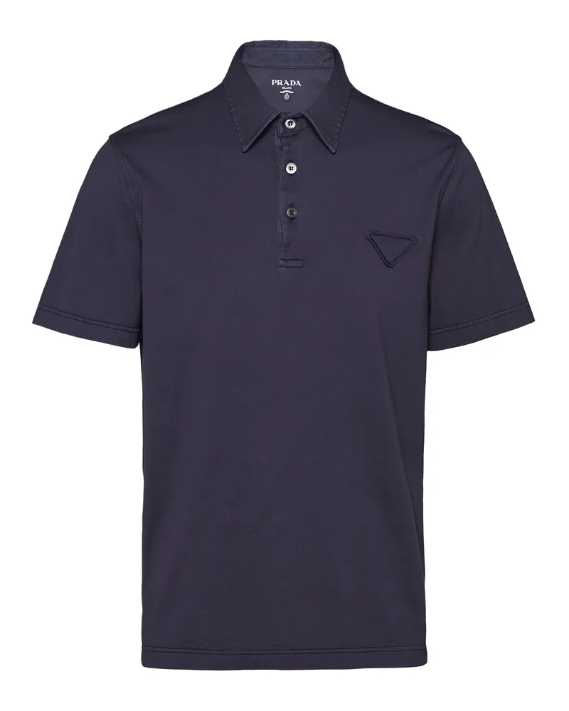 Prada Kurzärmliges Poloshirt Aus Baumwolle, Herren, Marineblau, Größe Marineblau