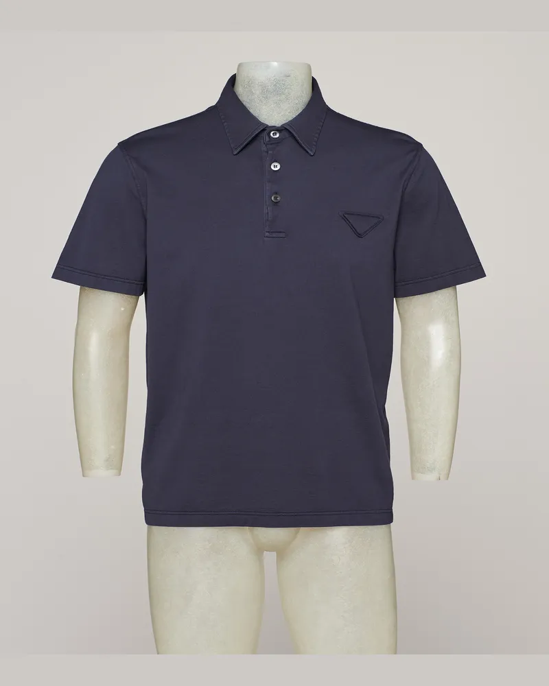 Prada Kurzärmliges Poloshirt Aus Baumwolle, Herren, Marineblau, Größe Marineblau
