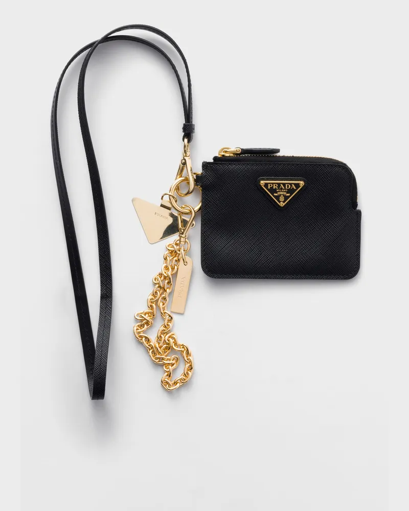 Prada Smartphone-Hülle aus Saffiano-Leder mit Kartenetui Schwarz