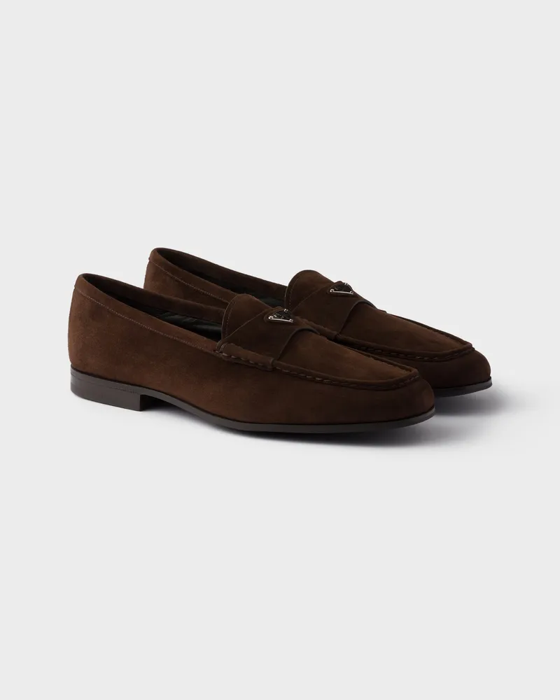 Prada Loafer aus Wildleder Dunkelbraun