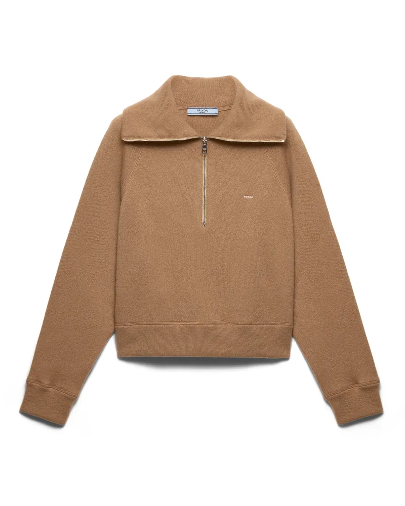 Prada Polo-pullover Aus Kaschmir, Damen, Kamelbraun, Größe Kamelbraun