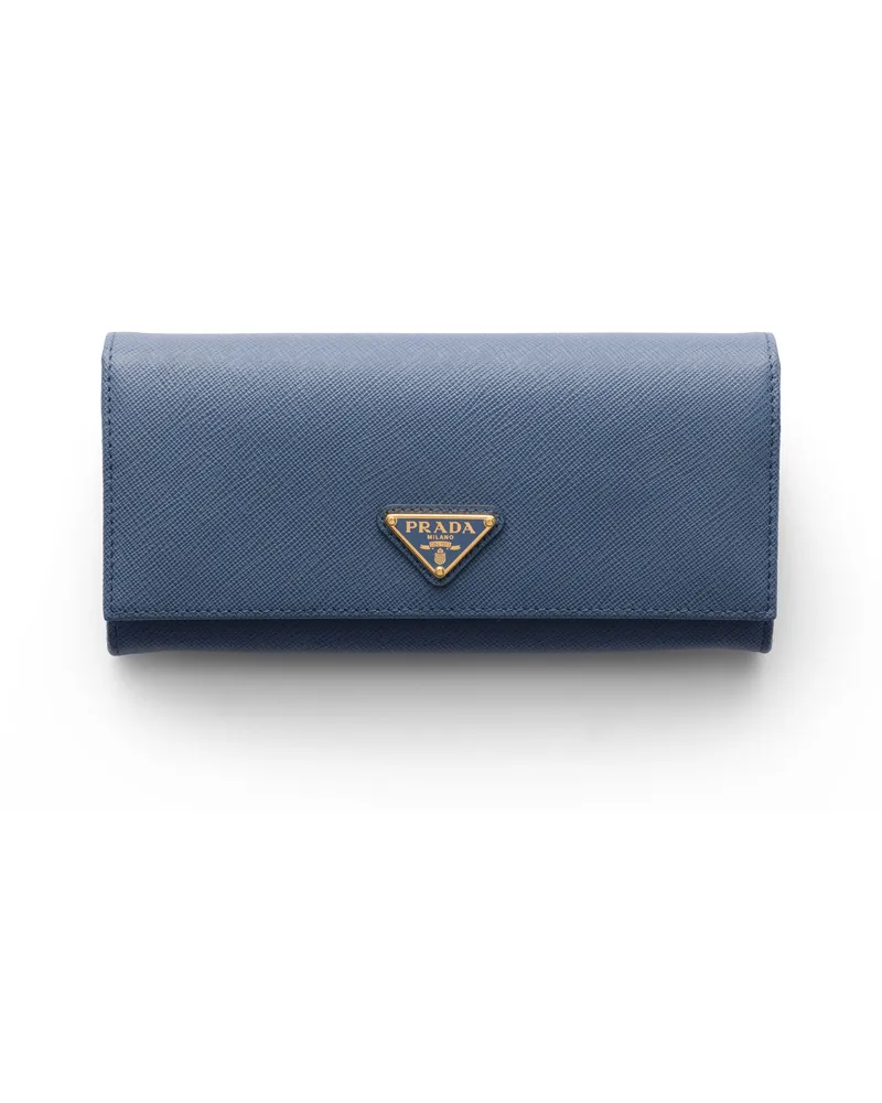 Prada Große Geldbörse Aus Saffiano-leder, Damen, Aviation/blau Aviation