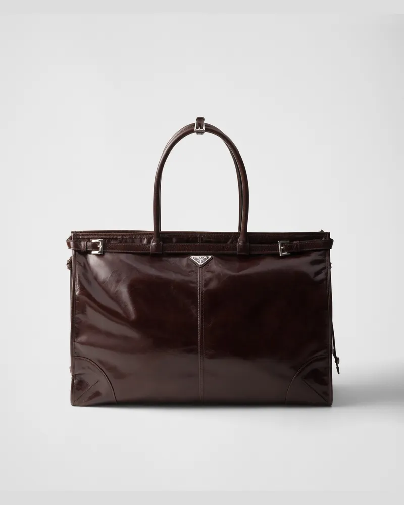 Prada Bonnie Tote Bag aus Leder Dunkelbraun