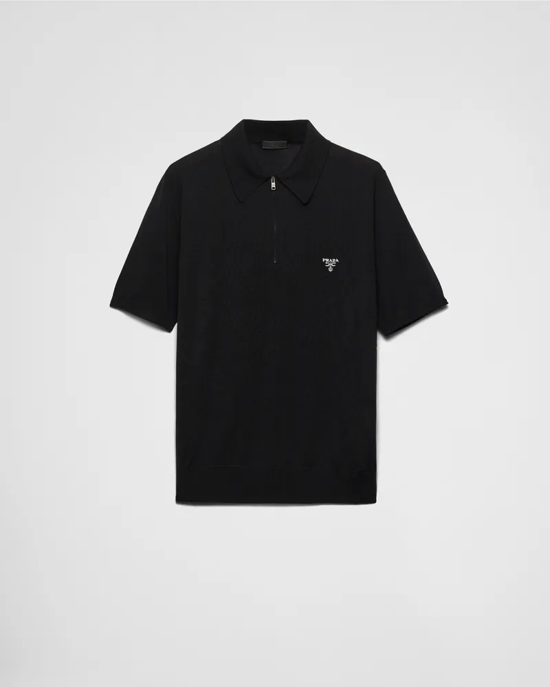Prada Poloshirt aus Superfine-Wool Schwarz