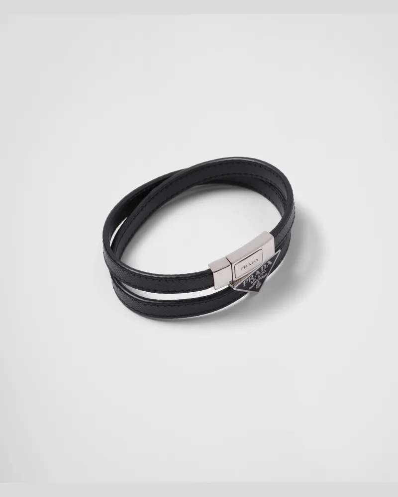 Prada Armband aus Saffiano-Leder Schwarz