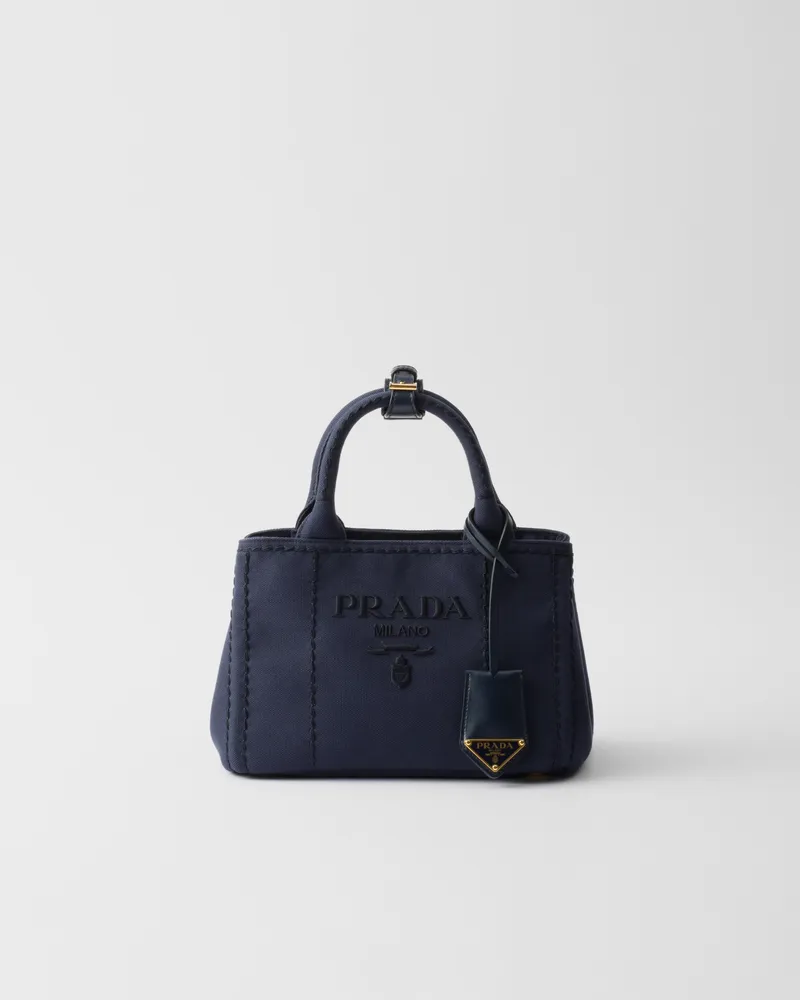 Prada Jardinière Mini-Handtasche aus Baumwoll-Canvas Ostseeblau