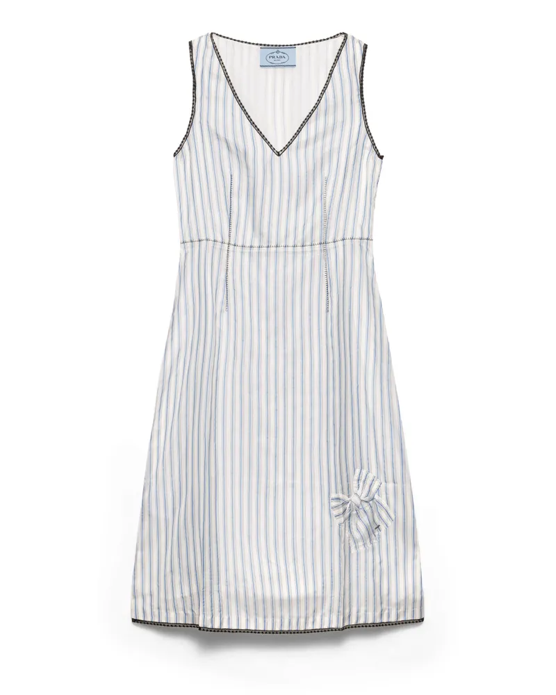 Prada Gestreiftes Kleid Mit Schleife, Damen, Saphirblau, Größe Saphirblau
