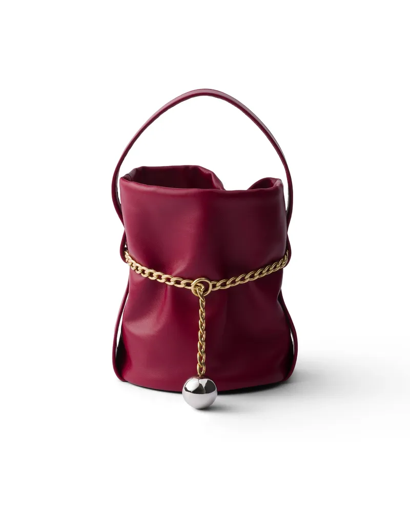 Prada Petit Sac Noir Mini-bucket Bag Aus Nappa-leder, Damen, Kirschrot Kirschrot