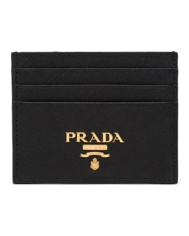 Prada Kartenetui Aus Saffiano-leder, Damen, Schwarz Schwarz