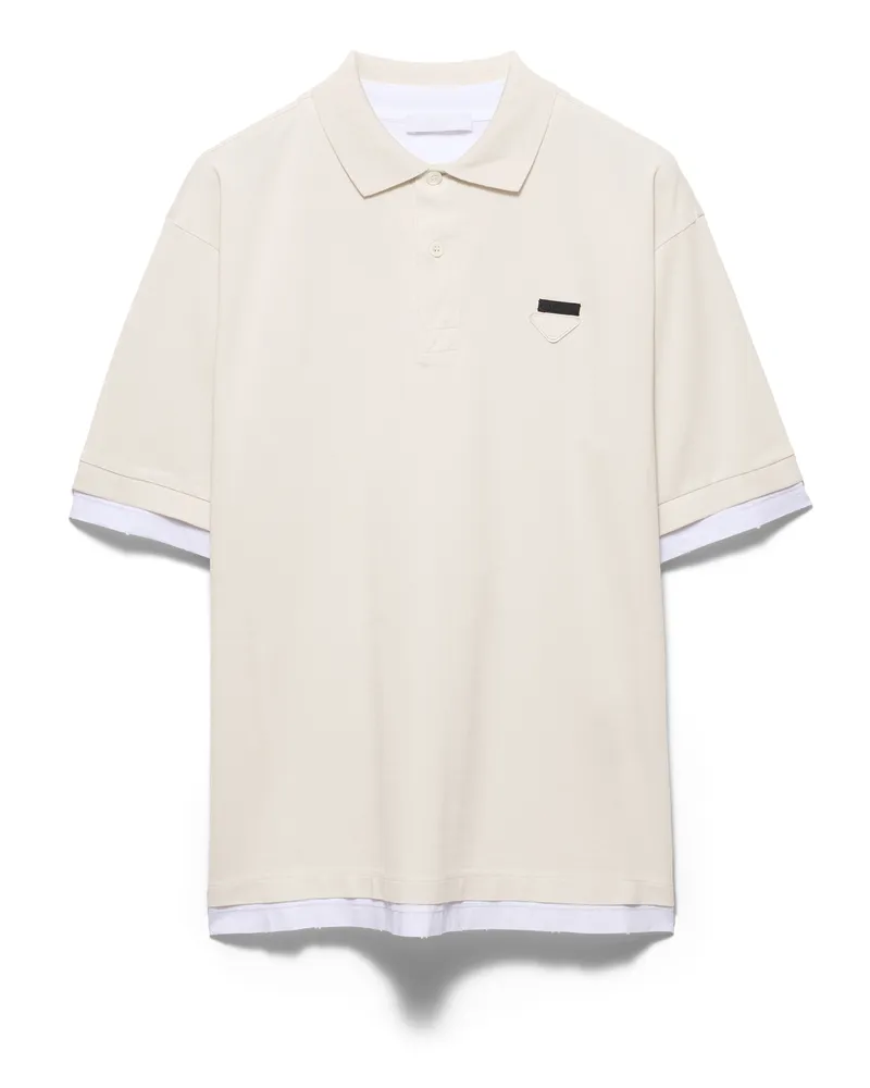 Prada Poloshirt Aus Baumwolle, Herren, Talk/weiß, Größe Talk