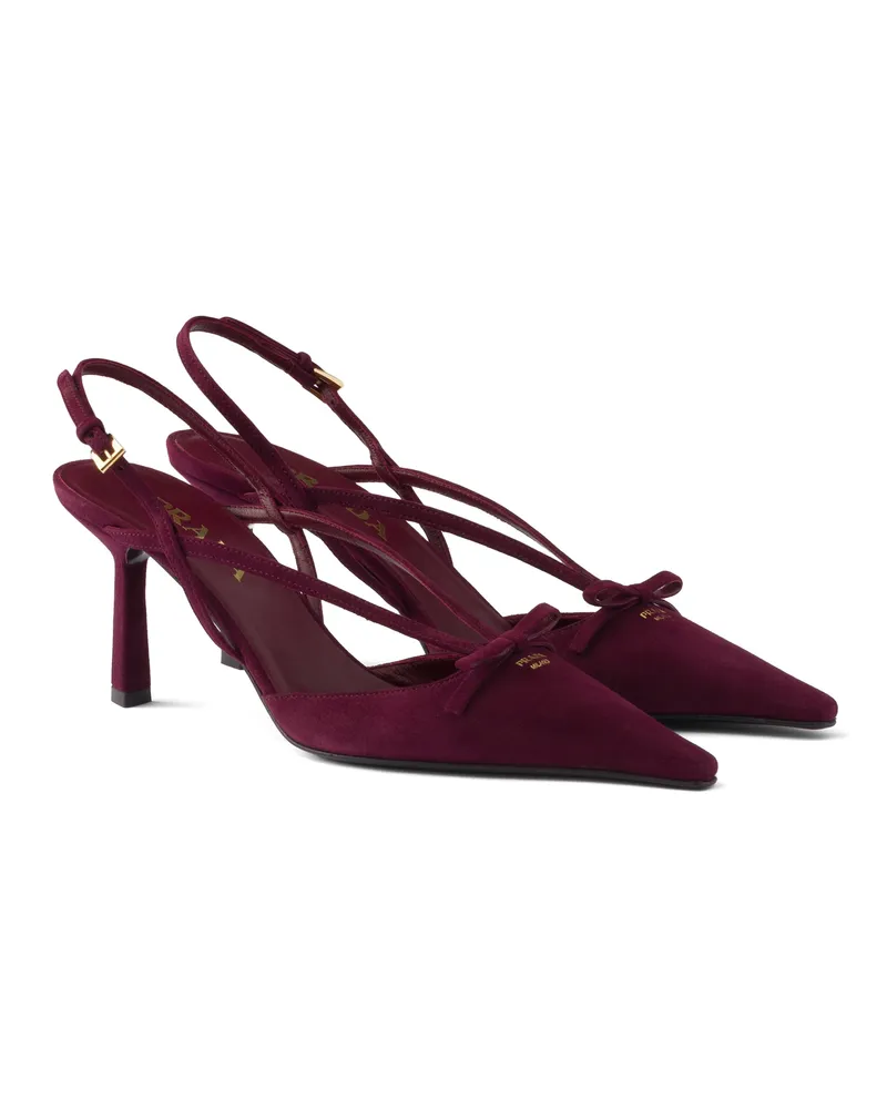 Prada Slingback-pumps Aus Wildleder, Damen, Burgunderrot, Größe Burgunderrot