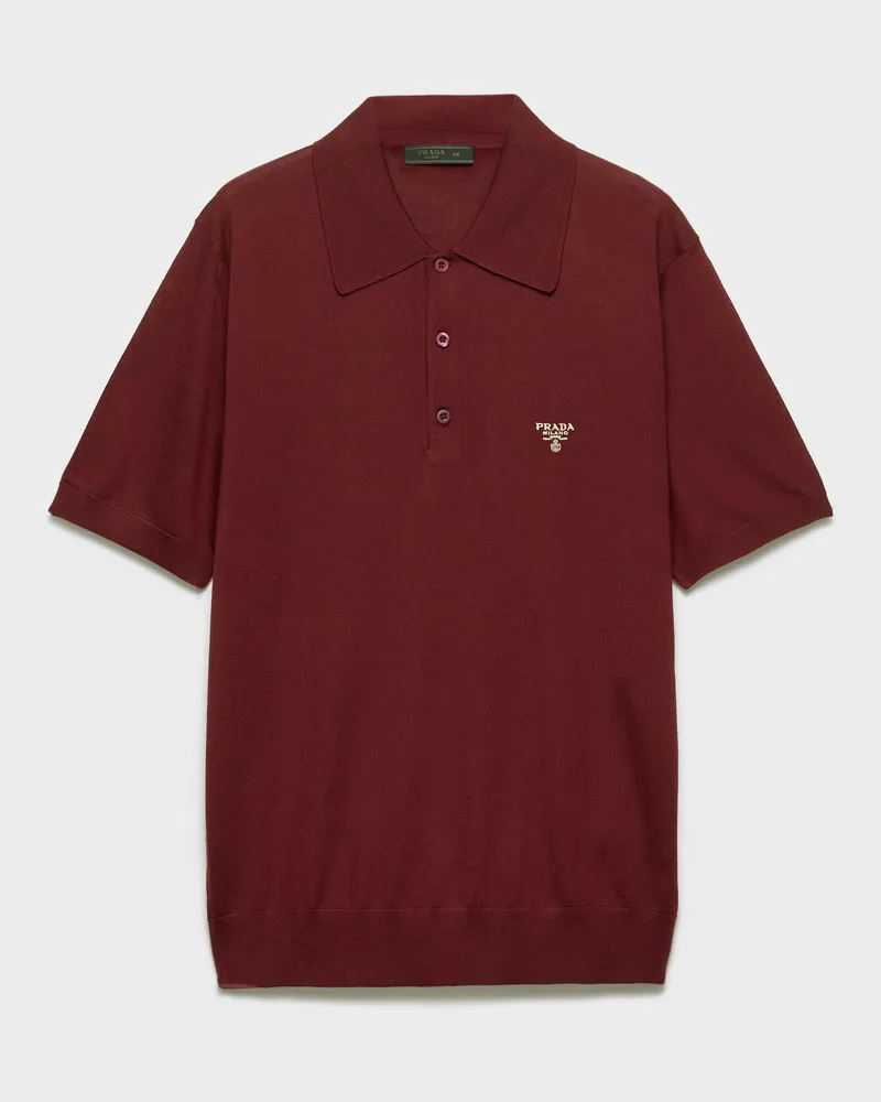 Prada Poloshirt aus Superfine-Wool Amaranthrot