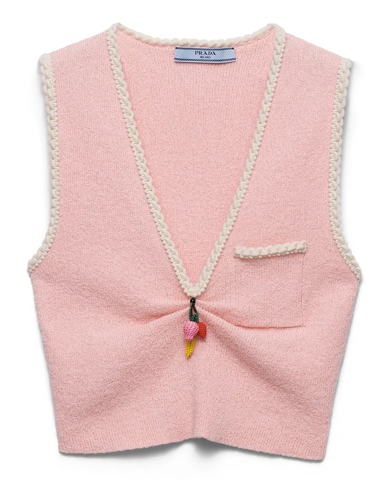 Prada Crop-top Aus Baumwoll-bouclé, Damen, Blütenrosa, Größe Blütenrosa