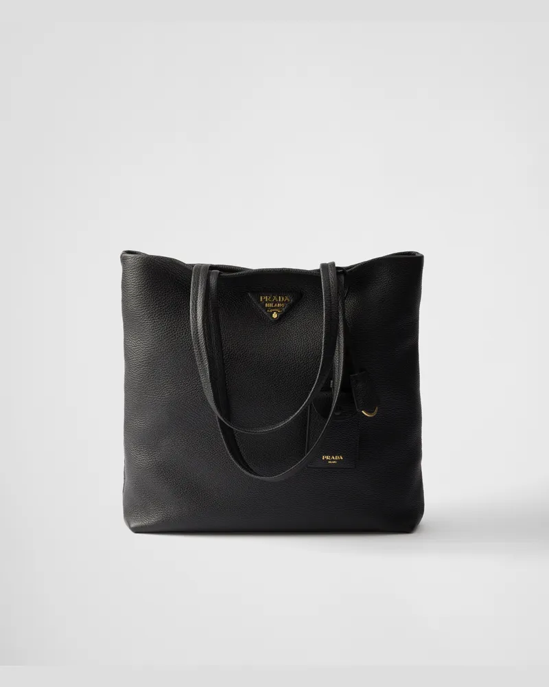 Prada Große Tote Bag aus Leder Schwarz