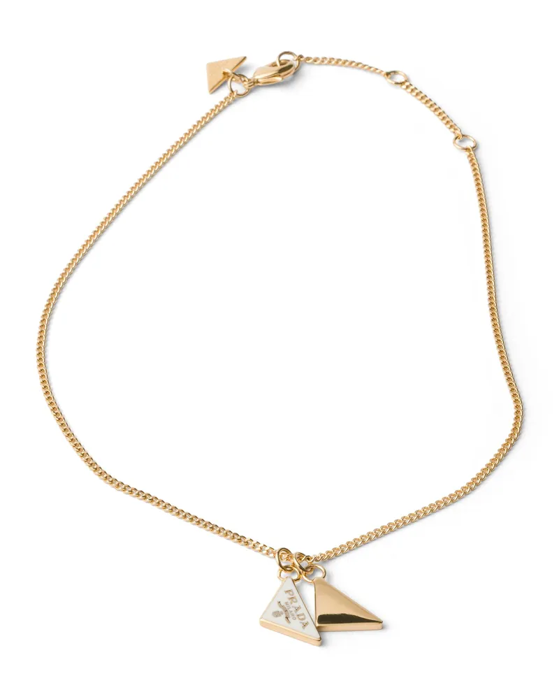 Prada Halskette Aus Emailliertem Metall, Damen, Gold/weiß Gold