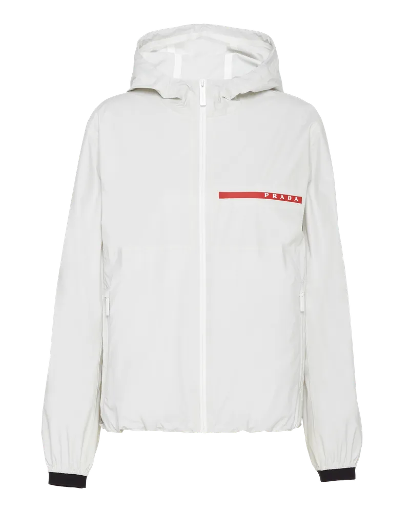 Prada Kapuzenjacke aus Light Re-Nylon Kalkweiss
