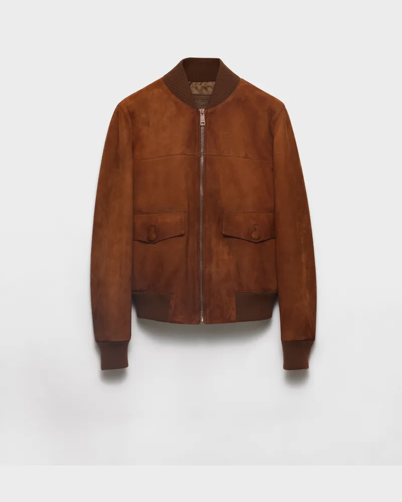 Prada Blousonjacke aus Wildleder Cognac