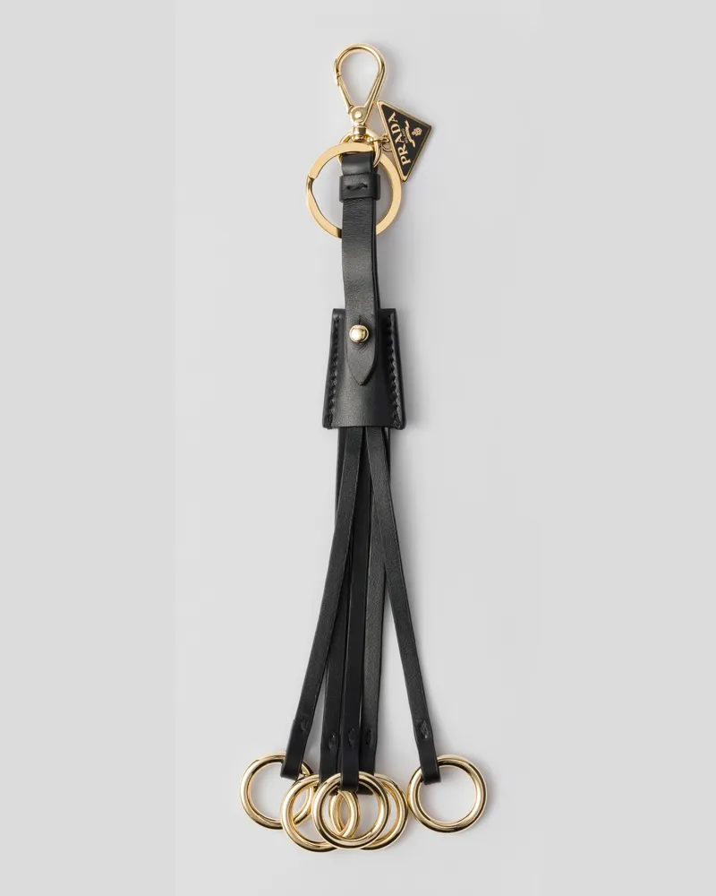 Prada Taschenanhänger und Schlüsselanhänger aus Leder Schwarz