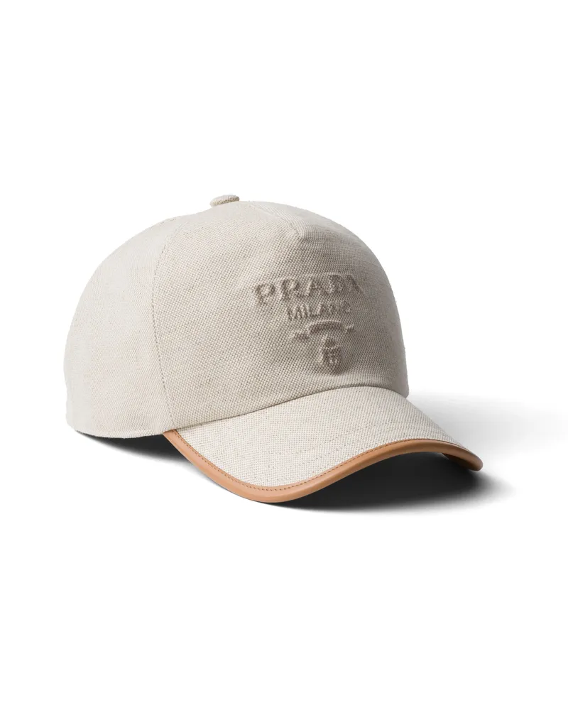 Prada Baseballkappe Aus Leinenmischgewebe, Herren, Natur, Größe Natur