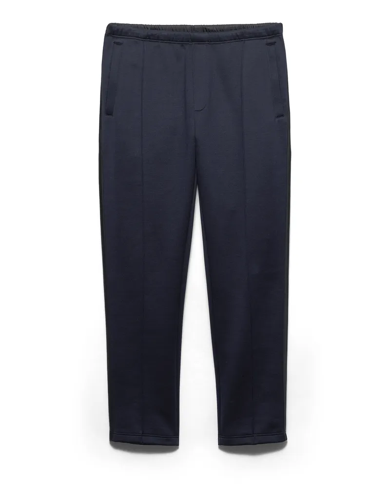 Prada Hose Aus Baumwollfleece Mit Details Aus Re-nylon, Herren, Blau/schwarz, Größe Blau
