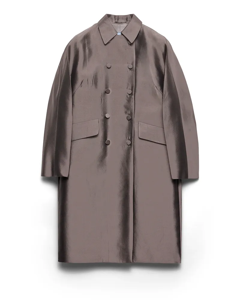 Prada Doppelreihiger Mantel Aus Wolle Und Seide, Damen, Grau, Größe Grau