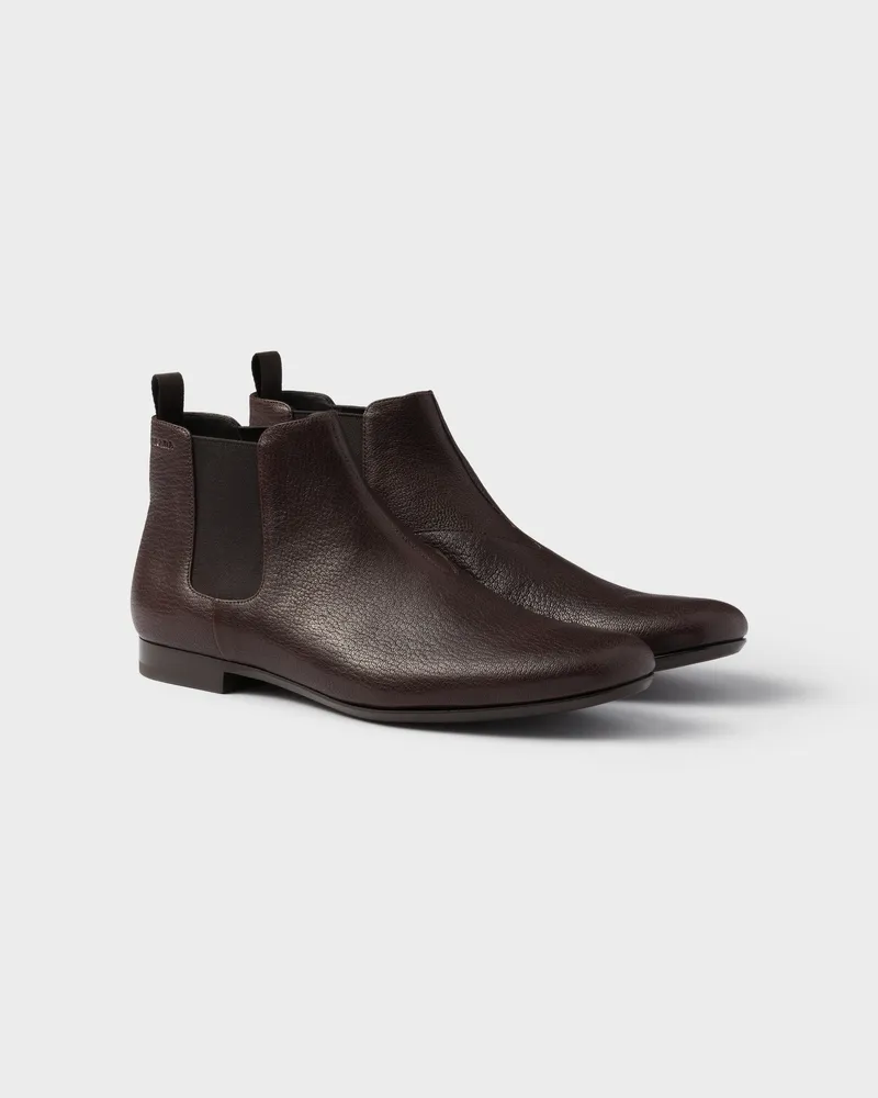 Prada Chelsea Boots aus Leder Dunkelbraun