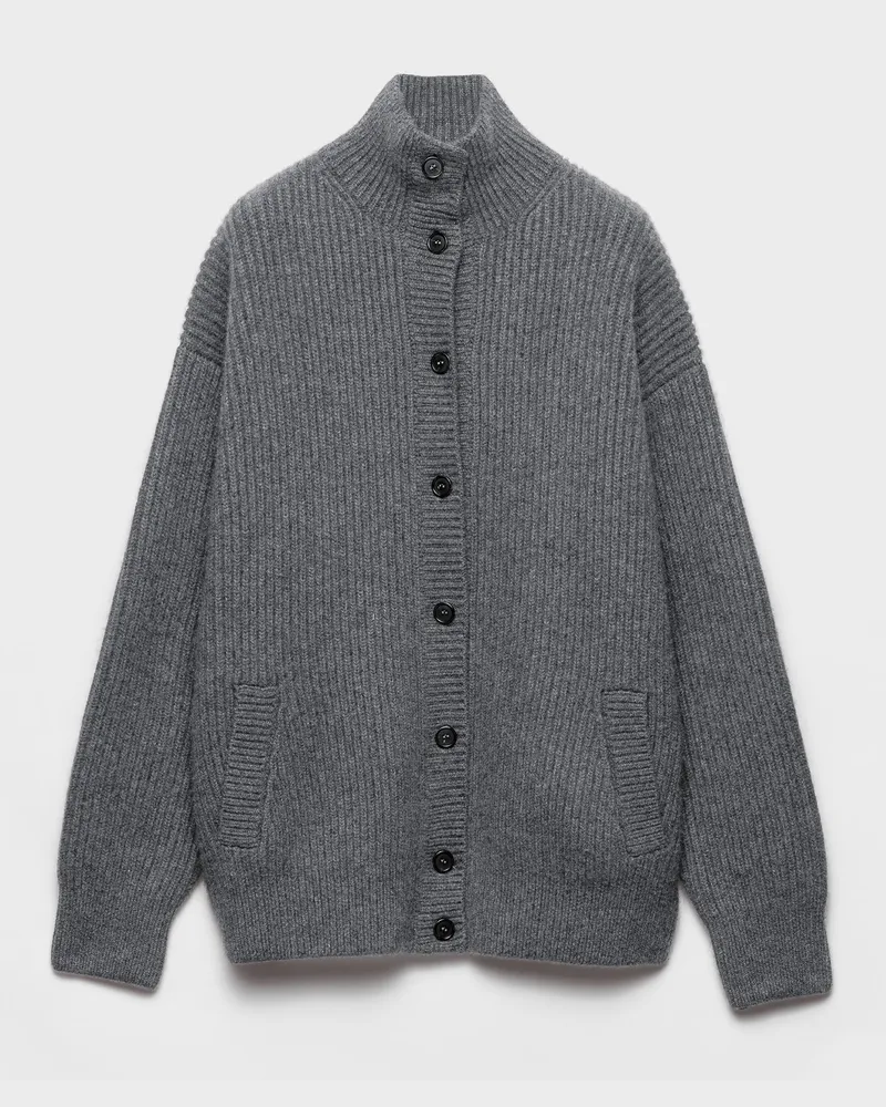 Prada Strickjacke aus Kaschmir Schiefergrau