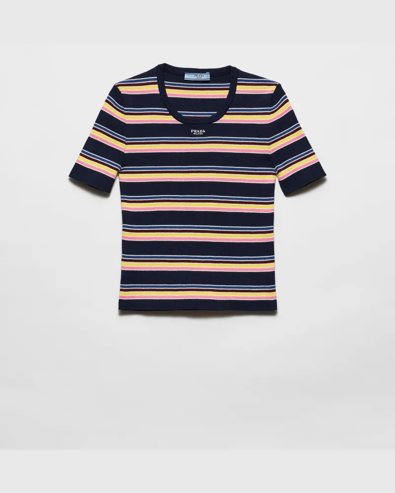 Prada Rundhalspullover aus Baumwolle Blau