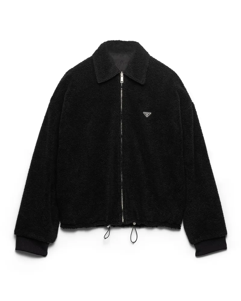 Prada Wendbare Blousonjacke Aus Fleece Und Re-nylon, Damen, Schwarz, Größe Schwarz